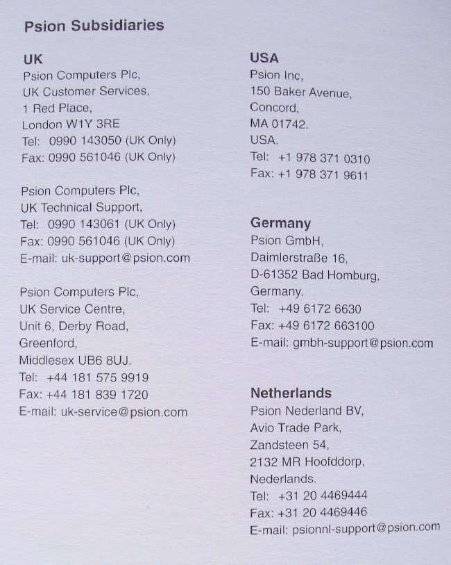  Psion world-wide distribution network 