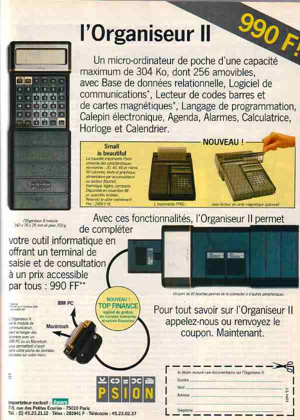 Psion organiser vintage ad